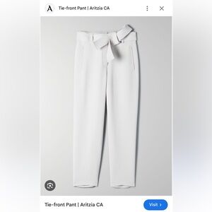 Babaton White Tie-Front Cropped Pants